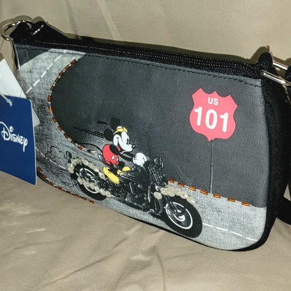 Vintage Disney Mickey Mouse on Motorcycle Highway 101 Purse - Picture 2 of 4